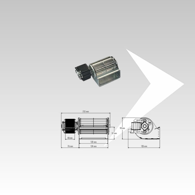 Ventilatore tangenziale Trial ø 65 mm ventola 122 mm Sx