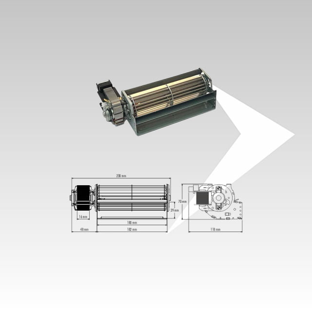 Ventilatore tangenziale Trial ø 45 mm ventola 180 mm Sx