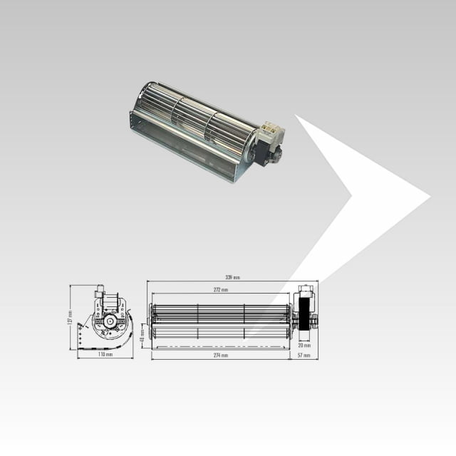 Ventilatore tangenziale Trial ø 65 mm ventola 272 mm p