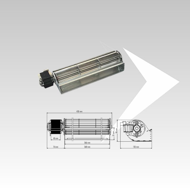 entilatore tangenziale Trial ø 65 mm ventola 366 mm Sx