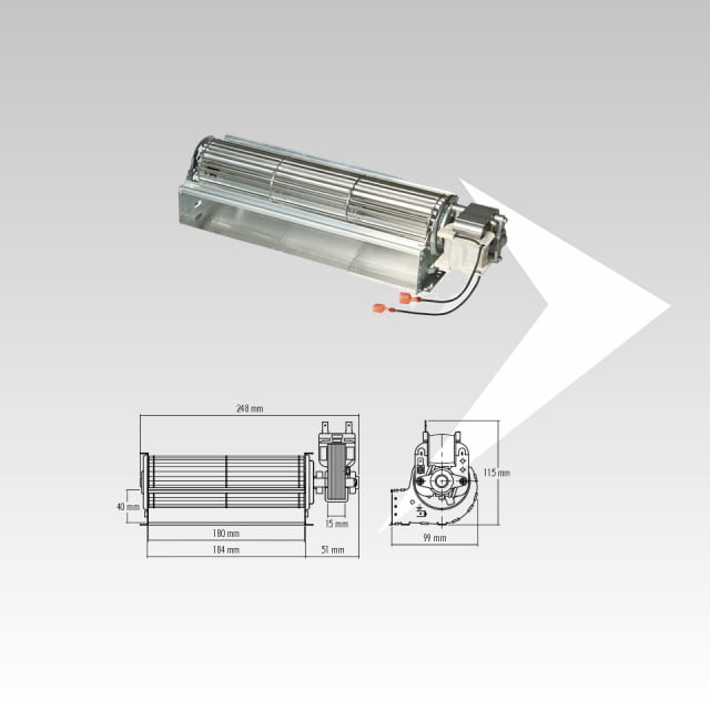 Ventilatore tangenziale Fergas ø 60 mm L.vent 180 mm