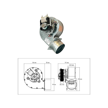 Ventilatore centrifugo Trial Codice CAH12Y4-008 - Ingombro lunghezza 141 mm - Ingombro altezza 188 mm